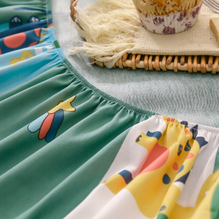 91家纺网 家纺一手货源 找家纺 绵庭 2021新款全棉12868单床笠 恐龙家族（绿）