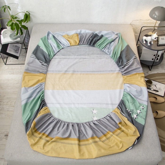 91家纺网 家纺一手货源 找家纺 绵庭 2021新款全棉12868单床笠 流星（黄）