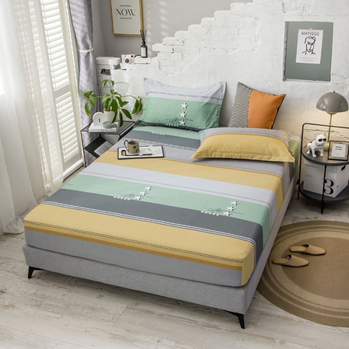 91家纺网 家纺一手货源 找家纺 绵庭 2021新款全棉12868单床笠 流星（黄）