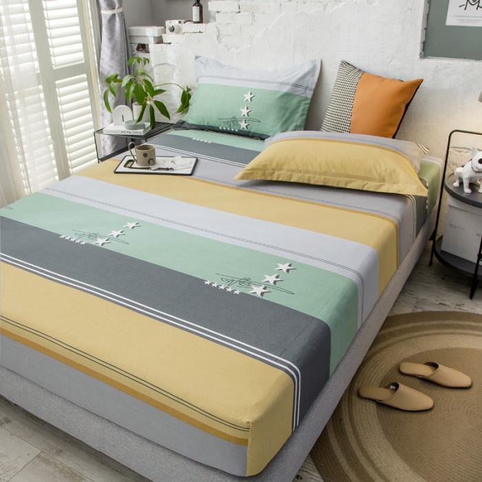 91家纺网 家纺一手货源 找家纺 绵庭 2021新款全棉12868单床笠 流星（黄）