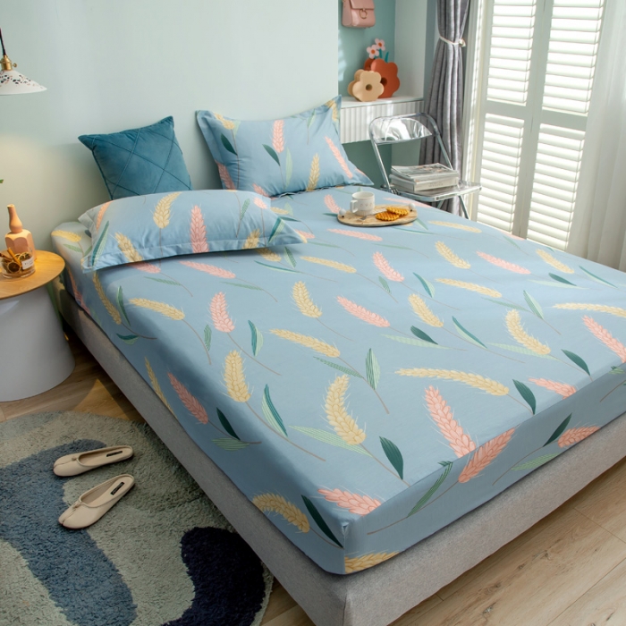 91家纺网 家纺一手货源 找家纺 绵庭 2021新款全棉12868单床笠 麦香（兰）