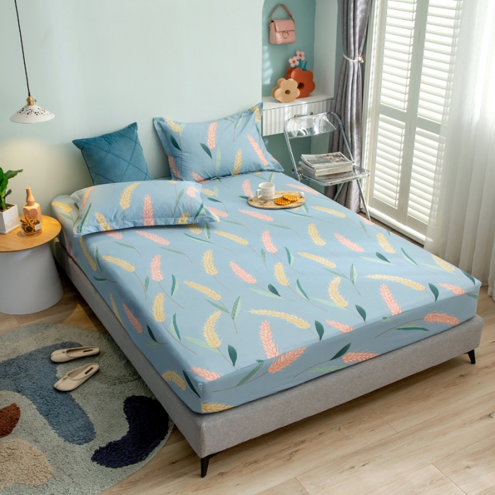 91家纺网 家纺一手货源 找家纺 绵庭 2021新款全棉12868单床笠 麦香（兰）