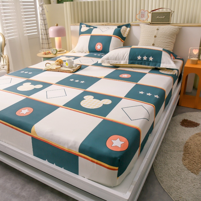 91家纺网 家纺一手货源 找家纺 绵庭 2021新款全棉12868单床笠 米奇世界（米）