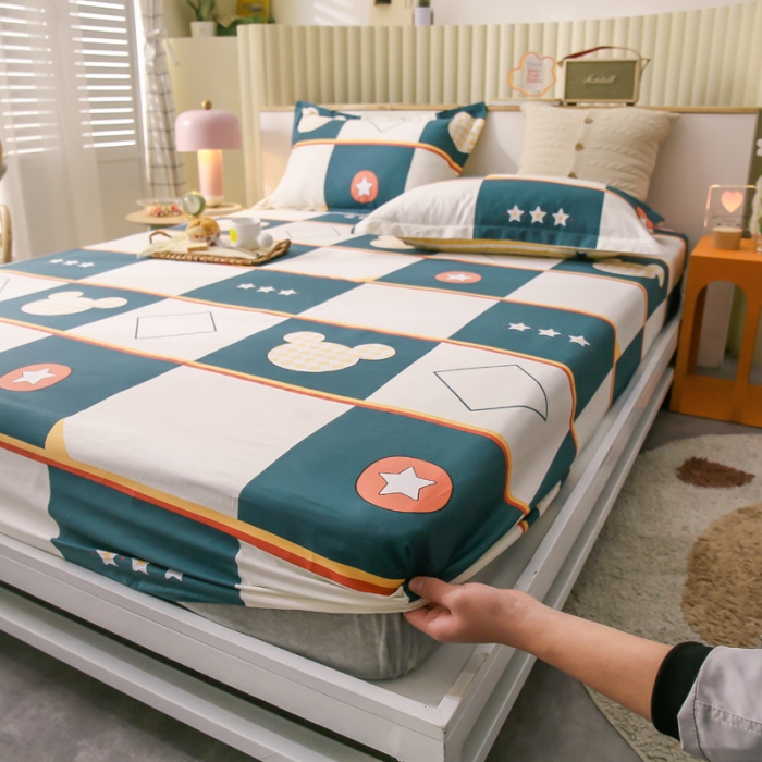 91家纺网 家纺一手货源 找家纺 绵庭 2021新款全棉12868单床笠 米奇世界（米）