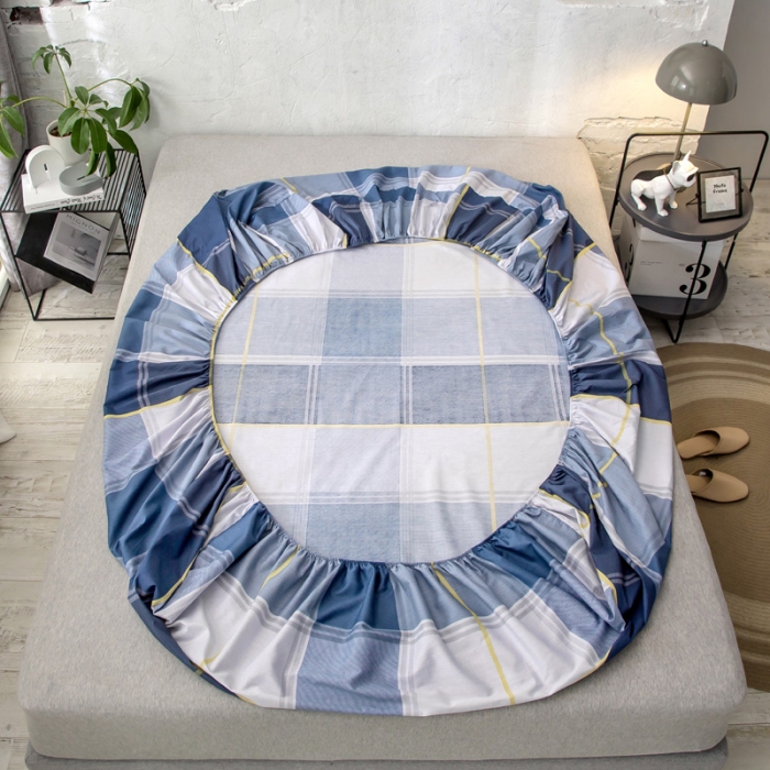 91家纺网 家纺一手货源 找家纺 绵庭 2021新款全棉12868单床笠 念之以蓝