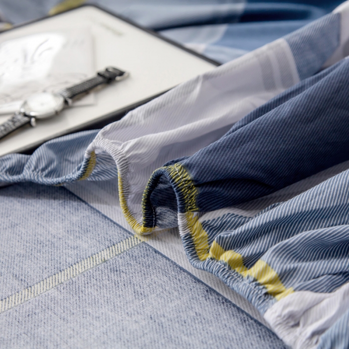 91家纺网 家纺一手货源 找家纺 绵庭 2021新款全棉12868单床笠 念之以蓝