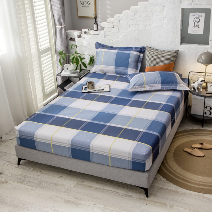 91家纺网 家纺一手货源 找家纺 绵庭 2021新款全棉12868单床笠 念之以蓝