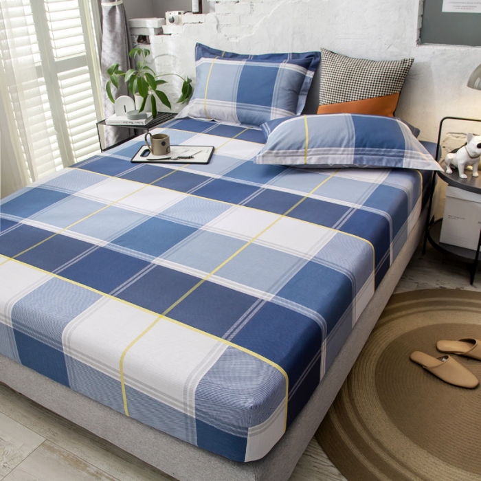 91家纺网 家纺一手货源 找家纺 绵庭 2021新款全棉12868单床笠 念之以蓝