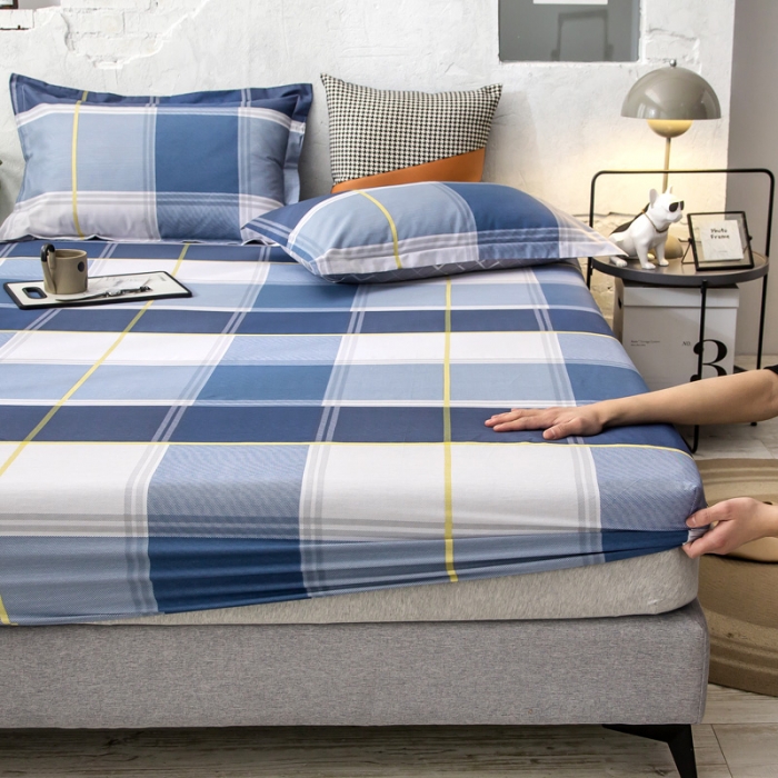 91家纺网 家纺一手货源 找家纺 绵庭 2021新款全棉12868单床笠 念之以蓝