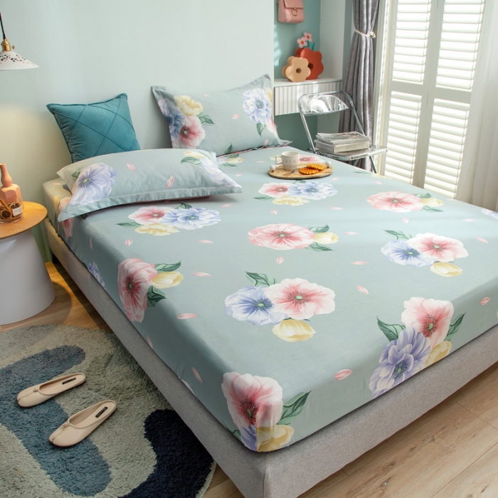 91家纺网 家纺一手货源 找家纺 绵庭 2021新款全棉12868单床笠 乔安娜（绿）