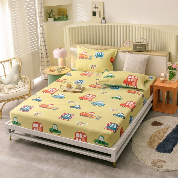 91家纺网 家纺一手货源 找家纺 绵庭 2021新款全棉12868单床笠 童年乐趣（黄）