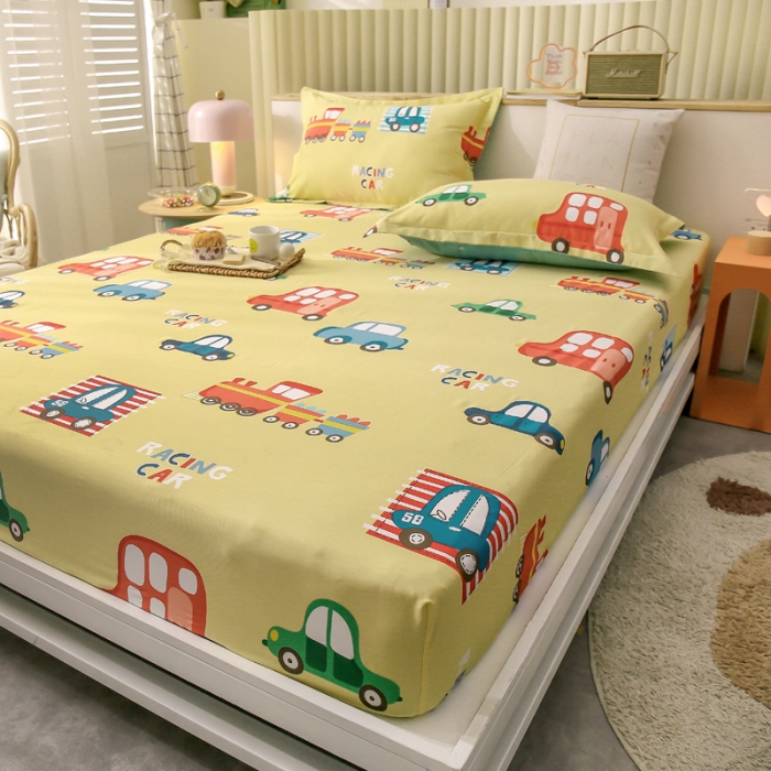 91家纺网 家纺一手货源 找家纺 绵庭 2021新款全棉12868单床笠 童年乐趣（黄）