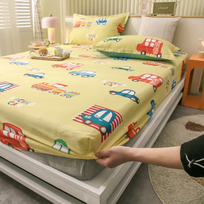 91家纺网 家纺一手货源 找家纺 绵庭 2021新款全棉12868单床笠 童年乐趣（黄）