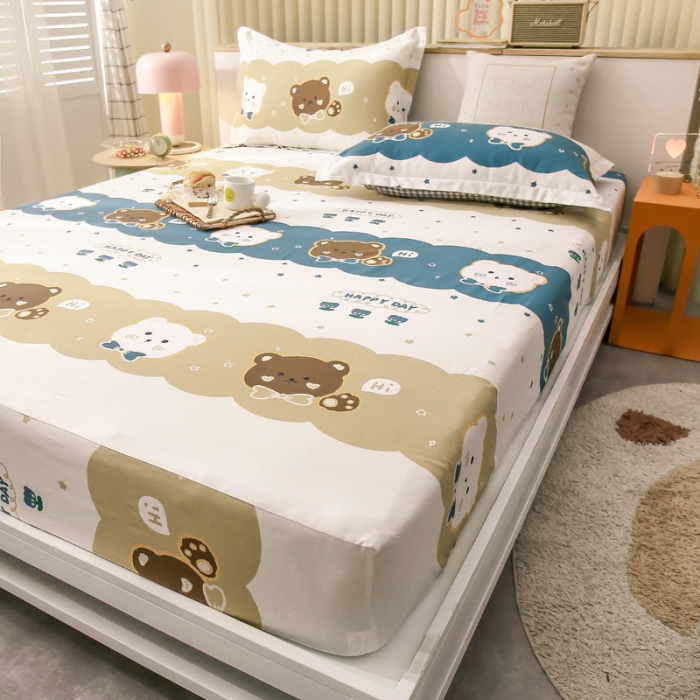 91家纺网 家纺一手货源 找家纺 绵庭 2021新款全棉12868单床笠 幸福宝贝（兰）