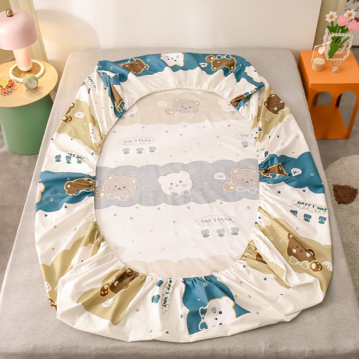 91家纺网 家纺一手货源 找家纺 绵庭 2021新款全棉12868单床笠 幸福宝贝（兰）