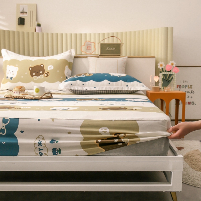 91家纺网 家纺一手货源 找家纺 绵庭 2021新款全棉12868单床笠 幸福宝贝（兰）