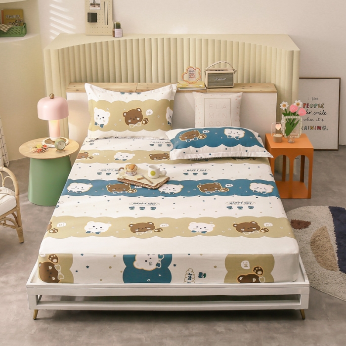 91家纺网 家纺一手货源 找家纺 绵庭 2021新款全棉12868单床笠 幸福宝贝（兰）