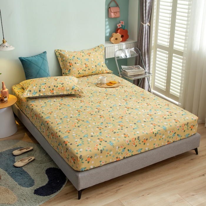 91家纺网 家纺一手货源 找家纺 绵庭 2021新款全棉12868单床笠 雅汐（黄）