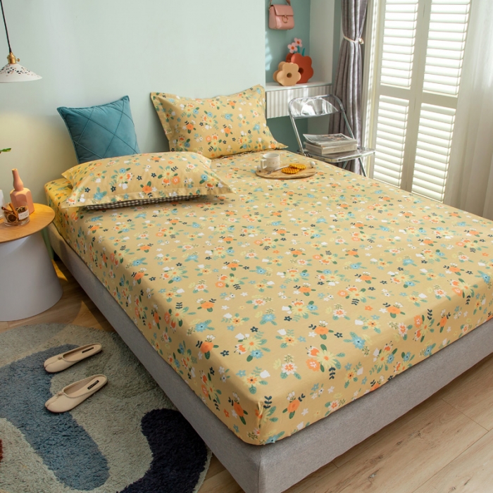 91家纺网 家纺一手货源 找家纺 绵庭 2021新款全棉12868单床笠 雅汐（黄）