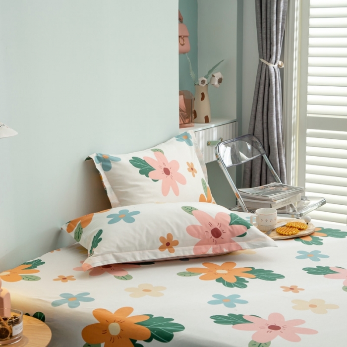 91家纺网 家纺一手货源 找家纺 绵庭 2021新款全棉12868单枕套 淡妆初夏（黄）