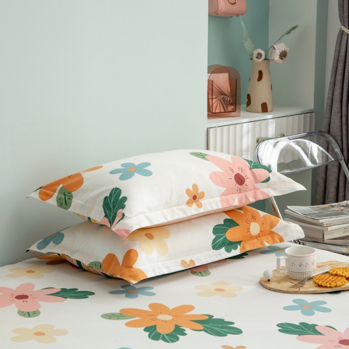 91家纺网 家纺一手货源 找家纺 绵庭 2021新款全棉12868单枕套 淡妆初夏（黄）