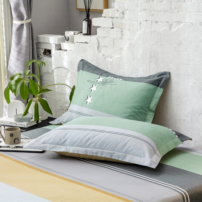 91家纺网 家纺一手货源 找家纺 绵庭 2021新款全棉12868单枕套 流星（黄）