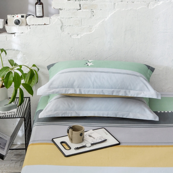 91家纺网 家纺一手货源 找家纺 绵庭 2021新款全棉12868单枕套 流星（黄）