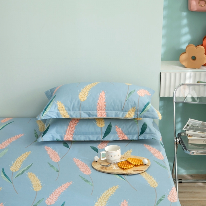 91家纺网 家纺一手货源 找家纺 绵庭 2021新款全棉12868单枕套 麦香（兰）