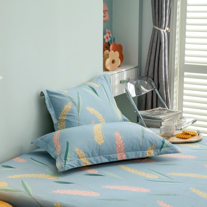 91家纺网 家纺一手货源 找家纺 绵庭 2021新款全棉12868单枕套 麦香（兰）