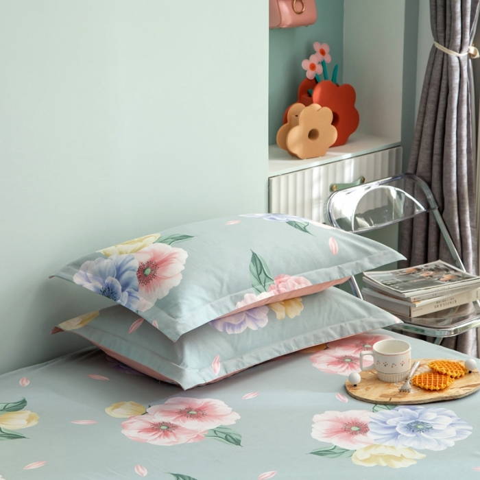 91家纺网 家纺一手货源 找家纺 绵庭 2021新款全棉12868单枕套 乔安娜（绿）