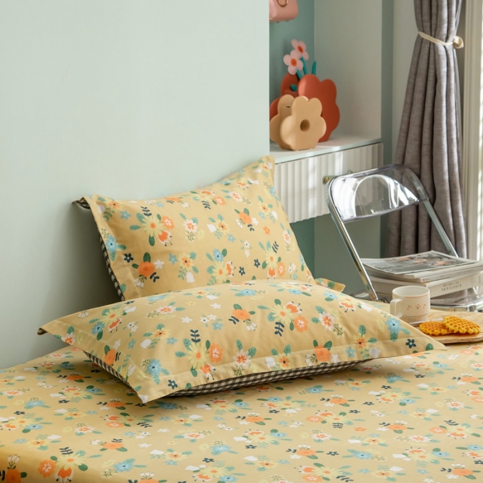 91家纺网 家纺一手货源 找家纺 绵庭 2021新款全棉12868单枕套 雅汐（黄）