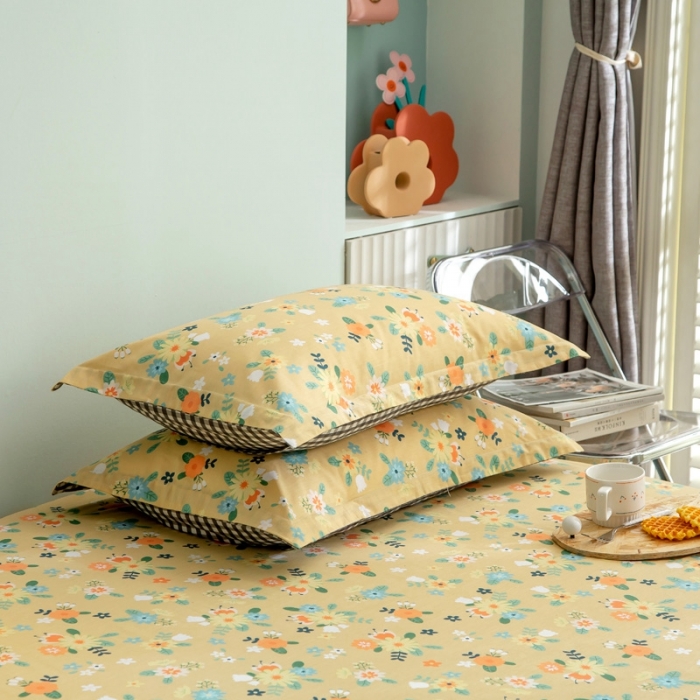 91家纺网 家纺一手货源 找家纺 绵庭 2021新款全棉12868单枕套 雅汐（黄）