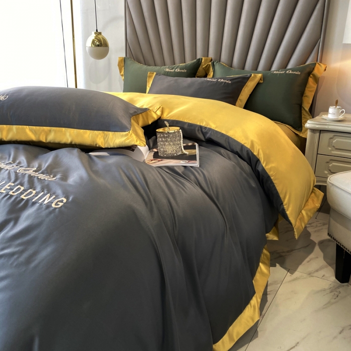 91家纺网 家纺一手货源 找家纺 优悦 2024新款水洗真丝四件套永恒-高级灰