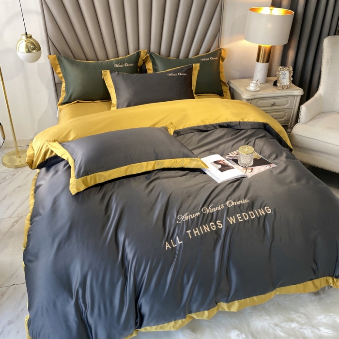 91家纺网 家纺一手货源 找家纺 优悦 2024新款水洗真丝四件套永恒-高级灰