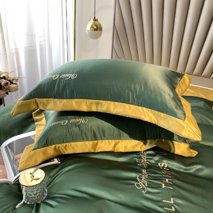 91家纺网 家纺一手货源 找家纺 优悦 2024新款水洗真丝四件套永恒-海藻绿