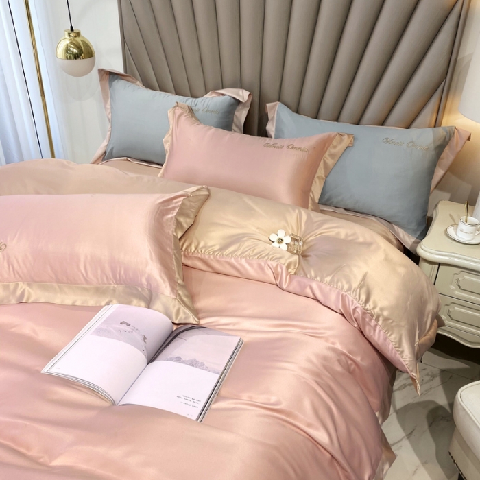 91家纺网 家纺一手货源 找家纺 优悦 2024新款水洗真丝四件套永恒-裸粉