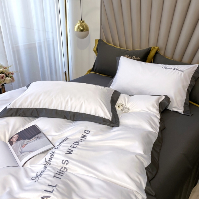 91家纺网 家纺一手货源 找家纺 优悦 2024新款水洗真丝四件套永恒-象牙白