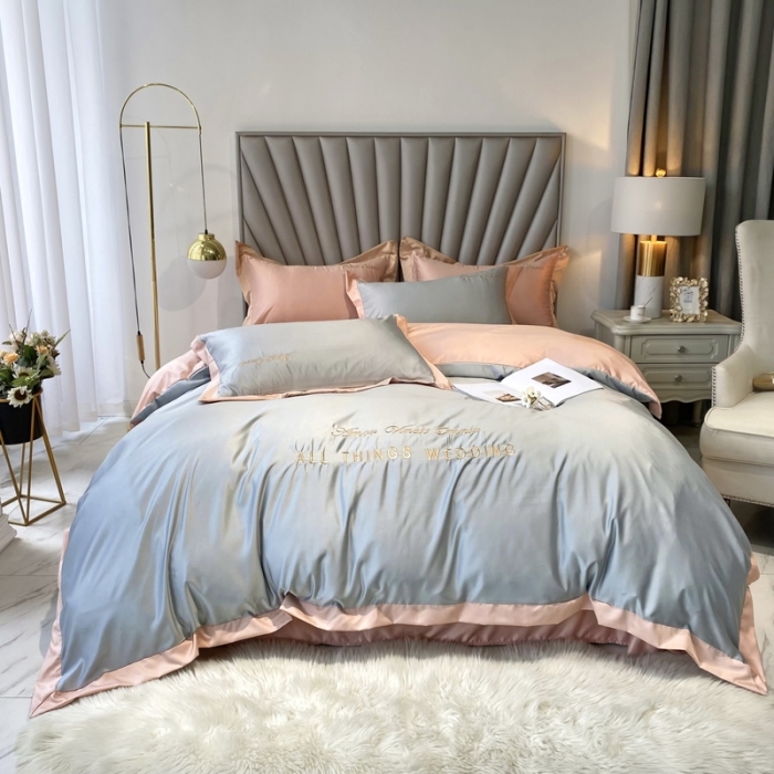 91家纺网 家纺一手货源 找家纺 优悦 2024新款水洗真丝四件套永恒-银灰