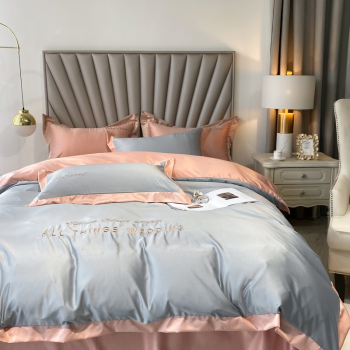 91家纺网 家纺一手货源 找家纺 优悦 2024新款水洗真丝四件套永恒-银灰