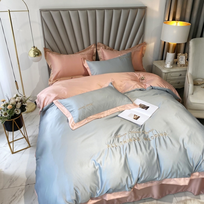 91家纺网 家纺一手货源 找家纺 优悦 2024新款水洗真丝四件套永恒-银灰