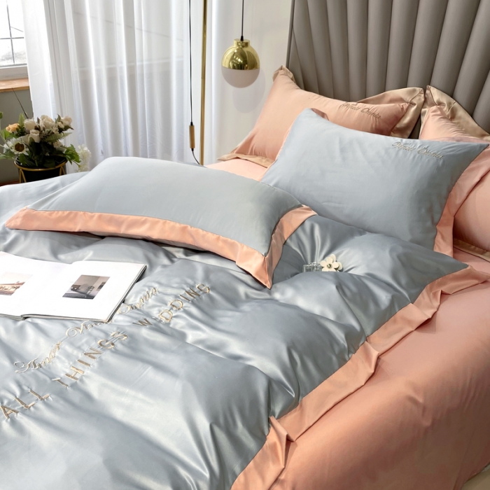 91家纺网 家纺一手货源 找家纺 优悦 2024新款水洗真丝四件套永恒-银灰