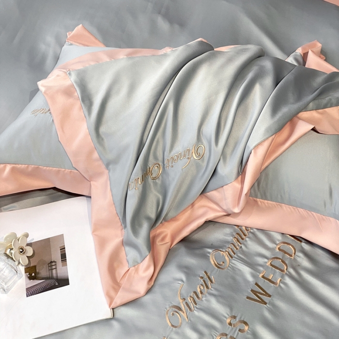 91家纺网 家纺一手货源 找家纺 优悦 2024新款水洗真丝四件套永恒-银灰