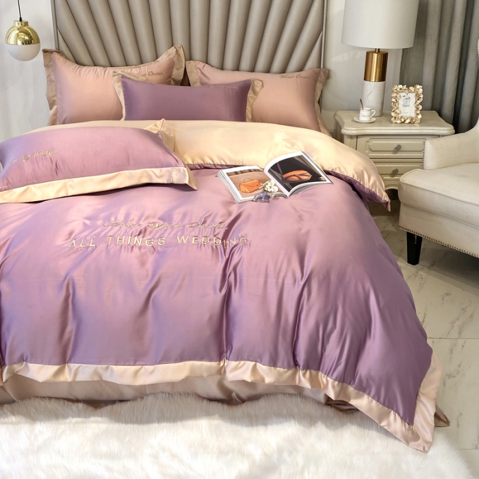 91家纺网 家纺一手货源 找家纺 优悦 2024新款水洗真丝四件套永恒-优雅紫