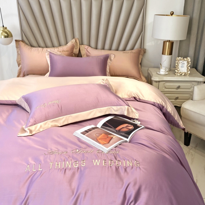 91家纺网 家纺一手货源 找家纺 优悦 2024新款水洗真丝四件套永恒-优雅紫