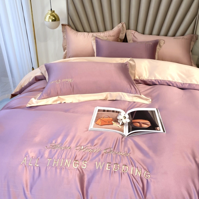 91家纺网 家纺一手货源 找家纺 优悦 2024新款水洗真丝四件套永恒-优雅紫