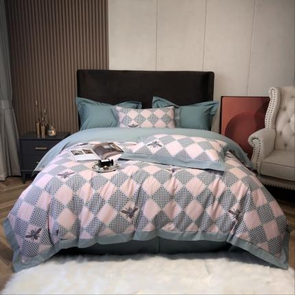 太古汇 2021新款100S澳棉数码印花四件套 奥利弗-粉