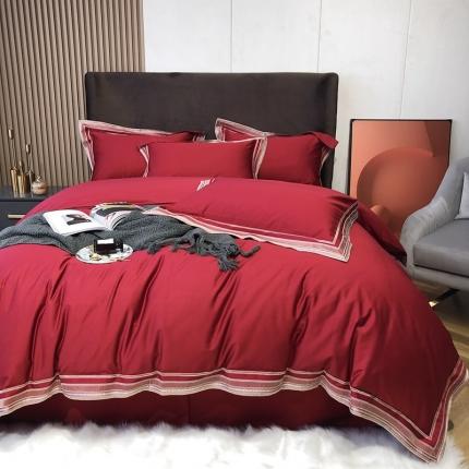 91家纺网 家纺一手货源 找家纺 （总）太古汇2021新款澳棉高定彩条绣花四件套