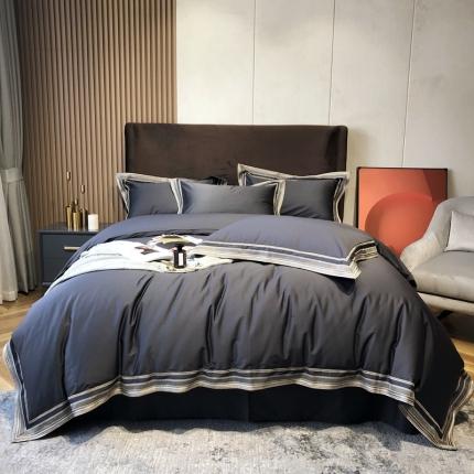 91家纺网 家纺一手货源 找家纺 （总）太古汇2021新款澳棉高定彩条绣花四件套