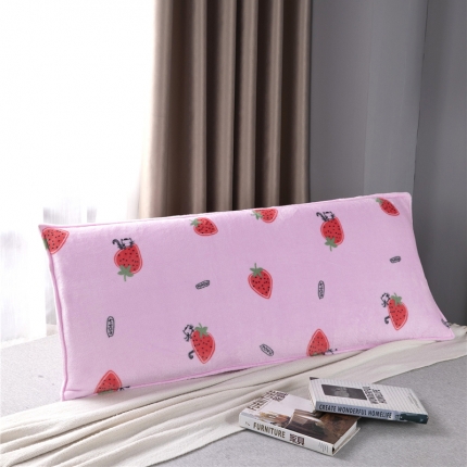 91家纺网 家纺一手货源 找家纺 喜相逢家纺 D14-法兰绒双人枕套-印花长枕套