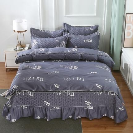 91家纺网 家纺一手货源 找家纺 （总）OL家纺 2021新款全棉床裙夹棉纯棉简约风四件套